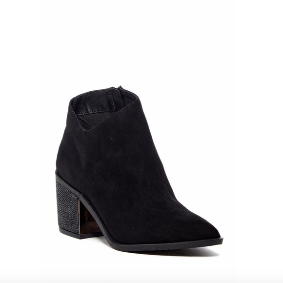 Kenneth Cole Reaction Cue the Music Suede Embellished Block Heel Ankle Bootie 6 - Picture 1 of 8